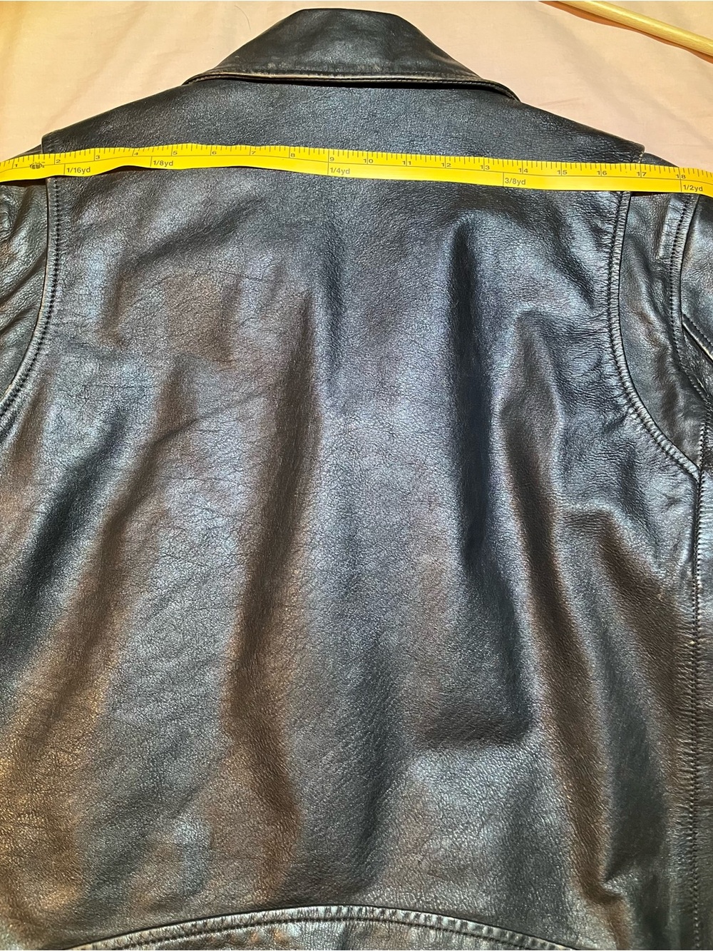 Buck Mason Black Leather Biker Jacket with Belt - Picture 8 of 8